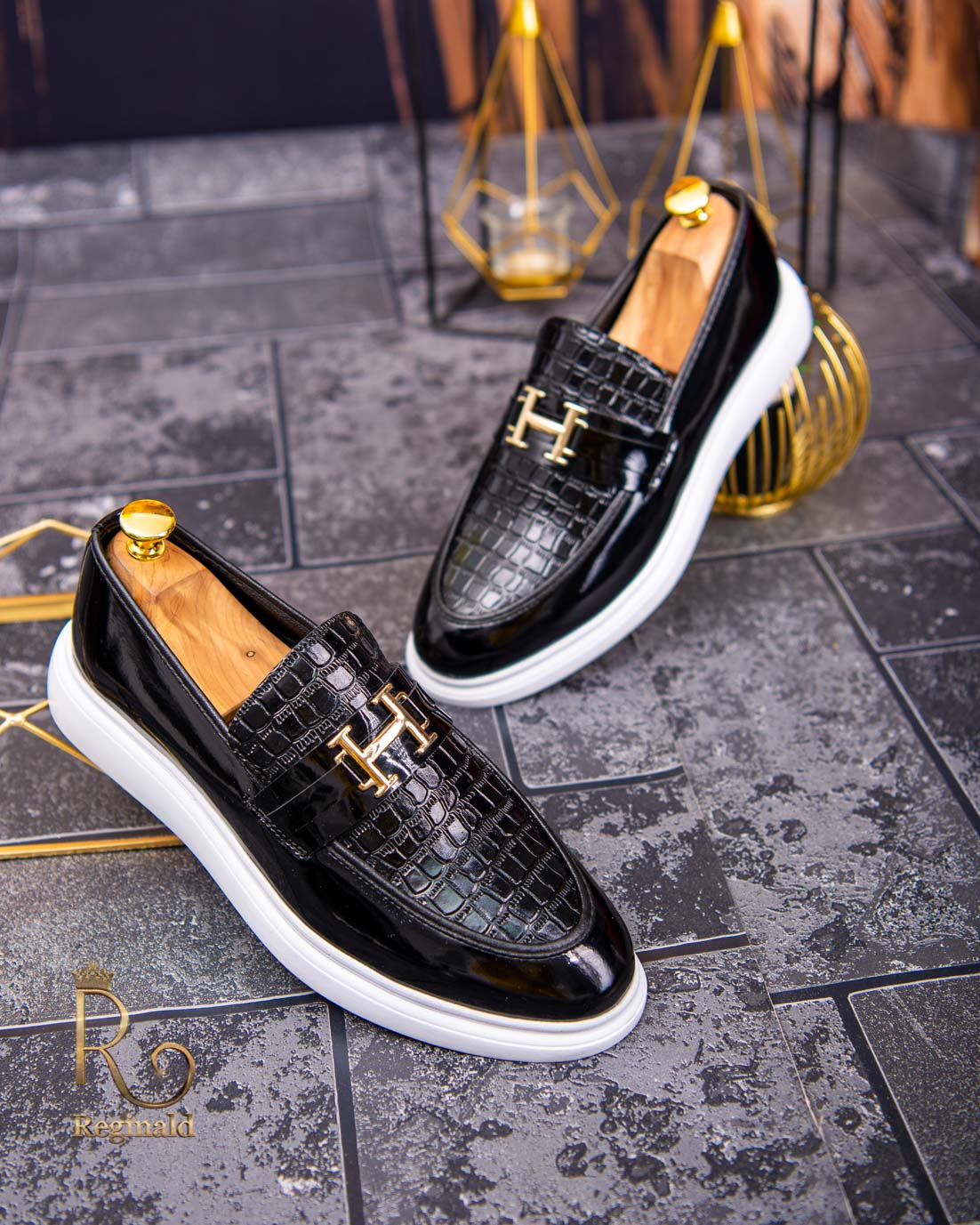 Mocasini de barbati casual, negri, talpa inalta ultra-usoara – AD519 - imagine 4