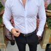 Cămașă alba de bărbați, Slim Fit - CR127