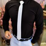 Chemise noire pour homme, coupe slim - CR130