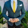 Sacou verde de bărbați, Slim Fit, material texturat - SC799