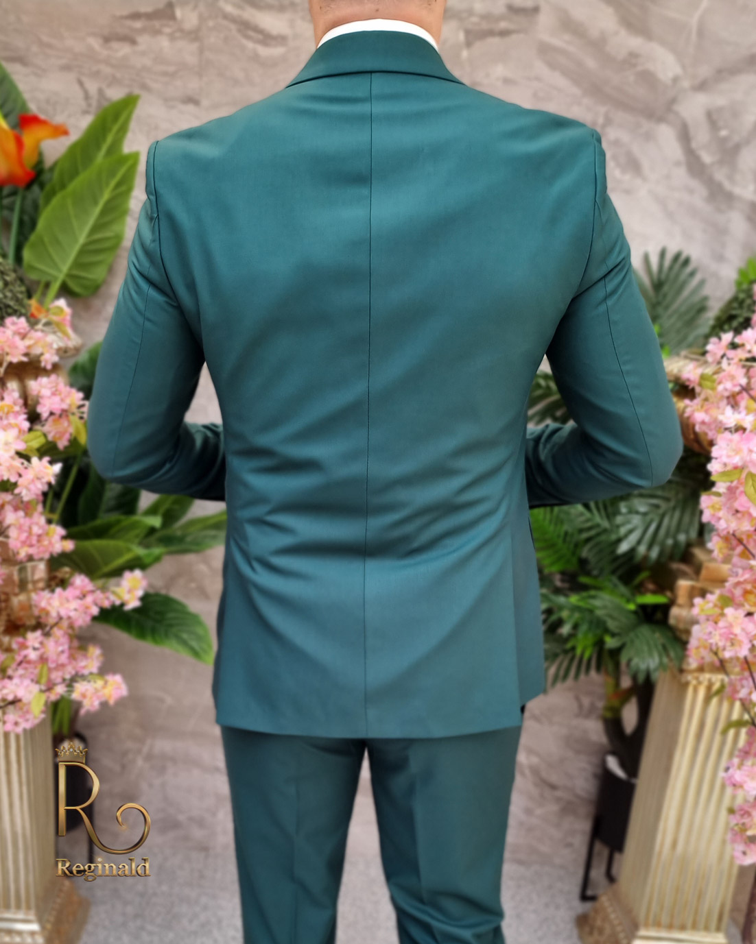 Costum de barbati elegant verde-Sacou, Vesta si Pantalon - C4111