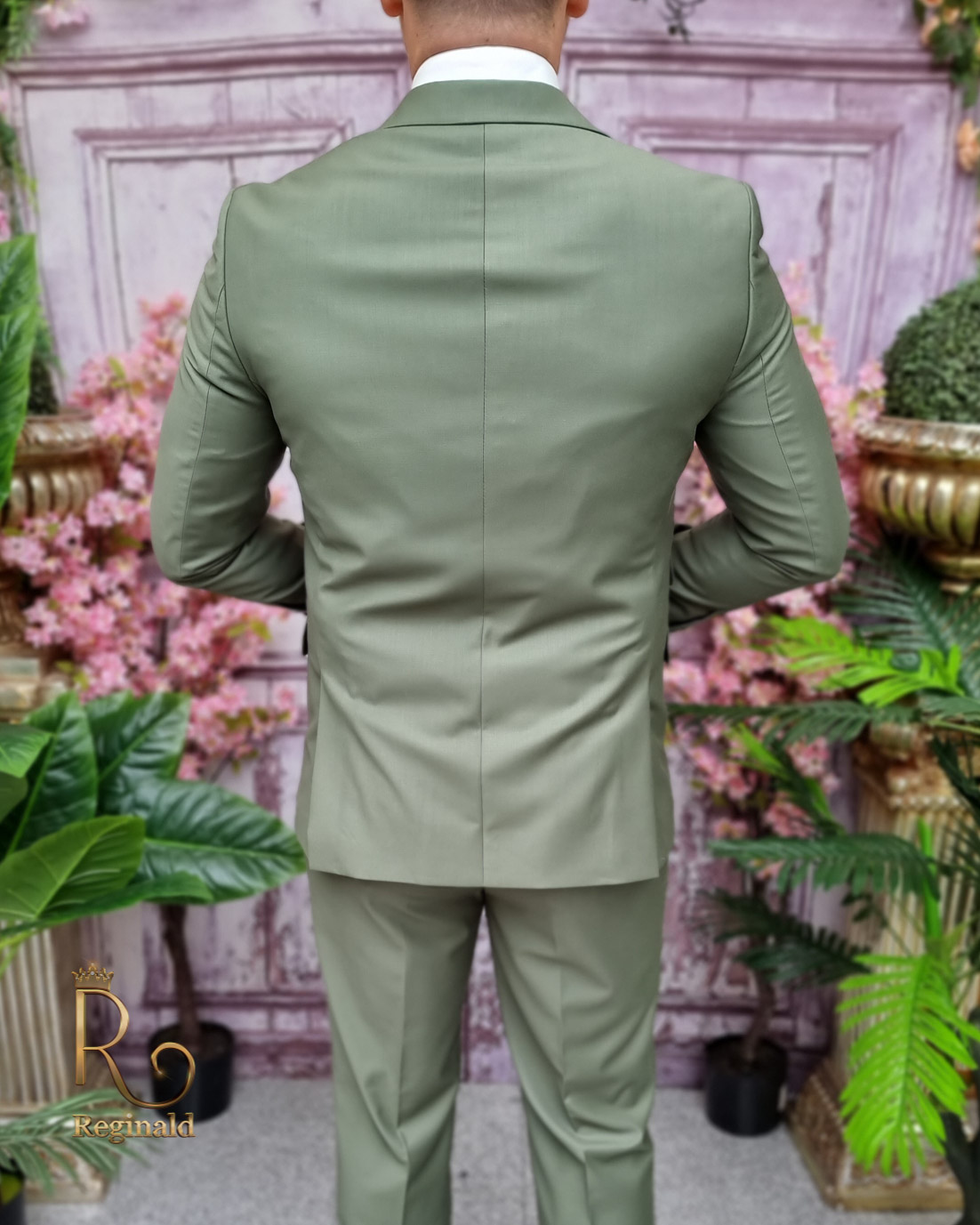 Render lunken Overstige Lysegrønt jakkesæt: Jakke, vest og bukser 80% uld - C4058