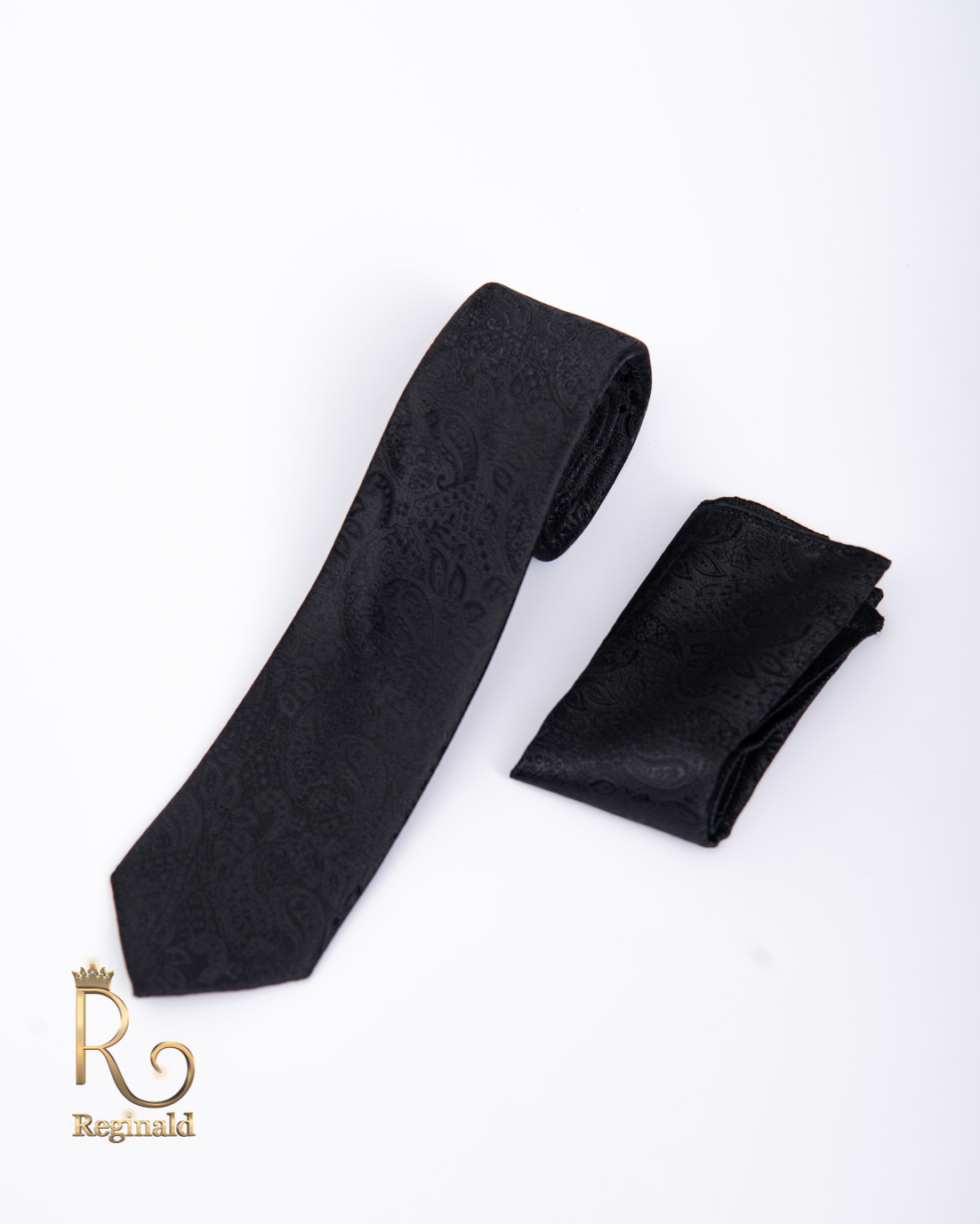Cravata de barbati si batista neagra cu model - CV850