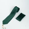 Cravata de barbati si batista verde satin - CV854