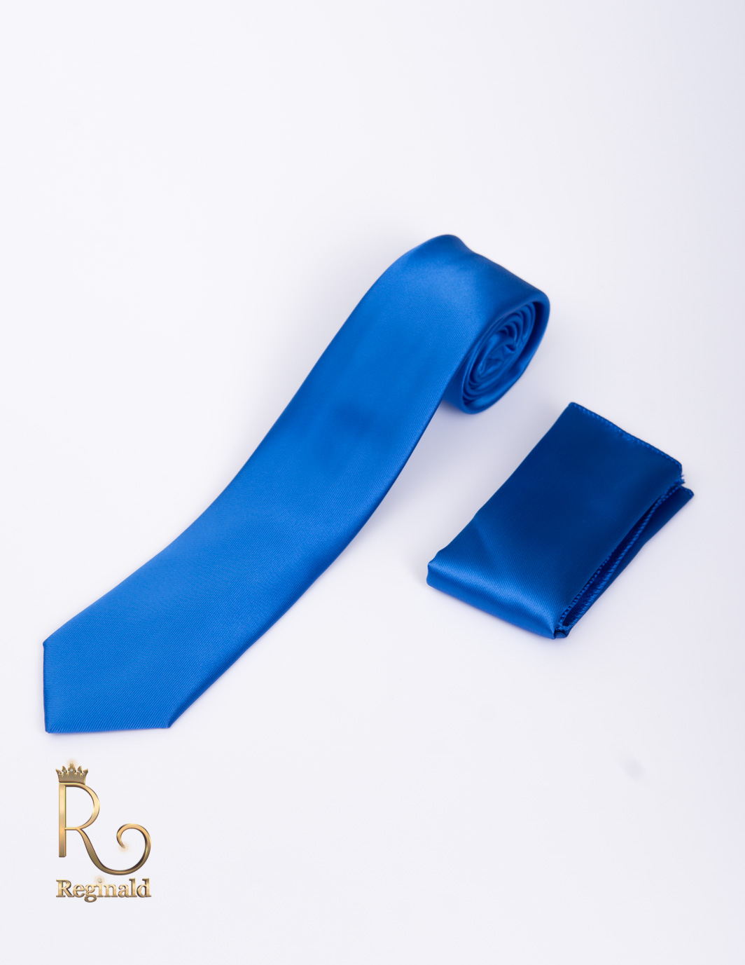 Cravata de barbati si batista albastru satin - CV861