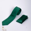 Cravata de barbati si batista verde satin - CV865