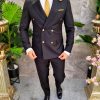 Costum Negru Double Breasted , Sacou si Pantalon - C4126