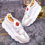 Adidasi Sport de barbati cu talpa inalta ultra-light ,albi– AD536