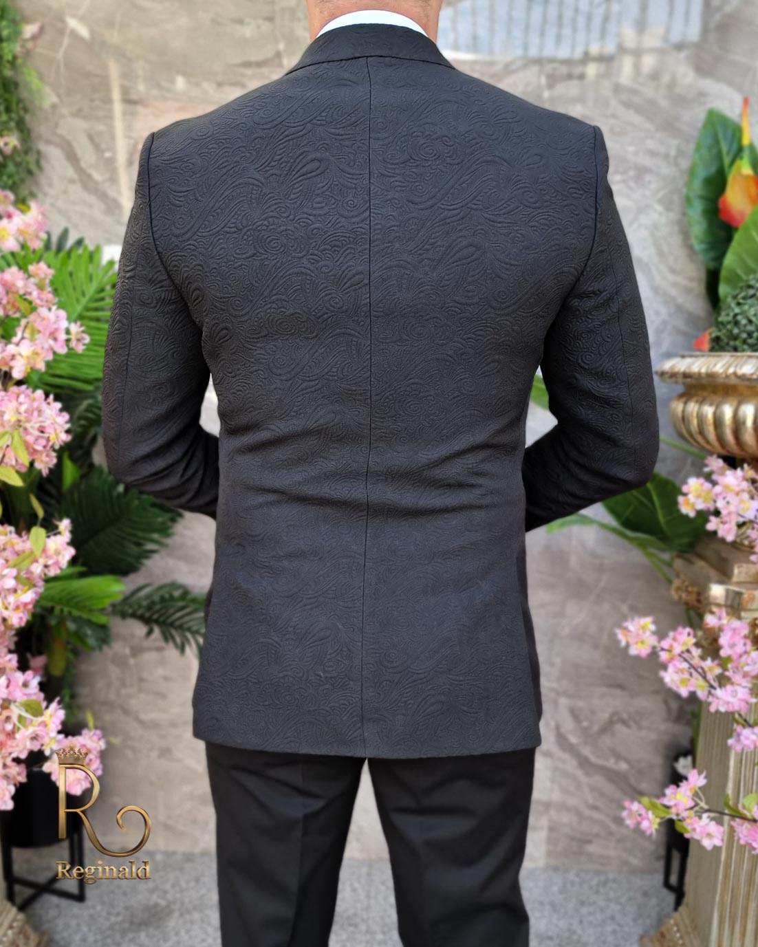 Costum negru de ceremonie Mire/Nas, Sacou, Vesta, Pantalon, Papion - C4119 - imagine 6