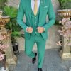 Costum de bărbați, verde cu butoni aurii, Sacou, Vesta si Pantalon - C4180