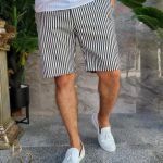 Men's textured white slim fit shorts - PSC38
