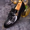 Pantofi Loafers barbatesti, negri lacuiti, piele naturala - P1709