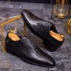 Pantofi cu siret barbatesti, negri, one cut - P1710