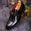 Pantofi Loafers de gala, barbatesti, negri cu funda - P1704
