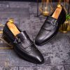 Pantofi Loafers barbatesti, negri cu catarama - P1705