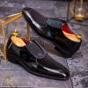 Mocasini/Loafers de barbati negri lacuiti cu strasuri - P1701
