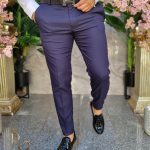 Pantaloni eleganti da uomo blu navy, vestibilità slim - PN743