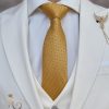 Cravata si batista  de barbati aurie, cu model - CV885