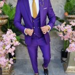 Costume violet : veste, gilet et pantalon - C4043