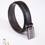 Curea din piele Neagra cu catarama automata metalica  - CP382