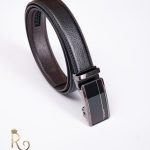 Curea din piele NEAGRA cu catarama automata metalica  - CP375