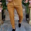 Pantaloni Maro cămilă de bărbați, Casual Slim Fit, Conici cu lanț – PN714