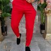 Pantaloni Roșu englez de bărbați, Casual Slim Fit, Conici cu lanț – PN708