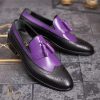 Loafers de barbati, piele naturala, neagra/mov - P1772