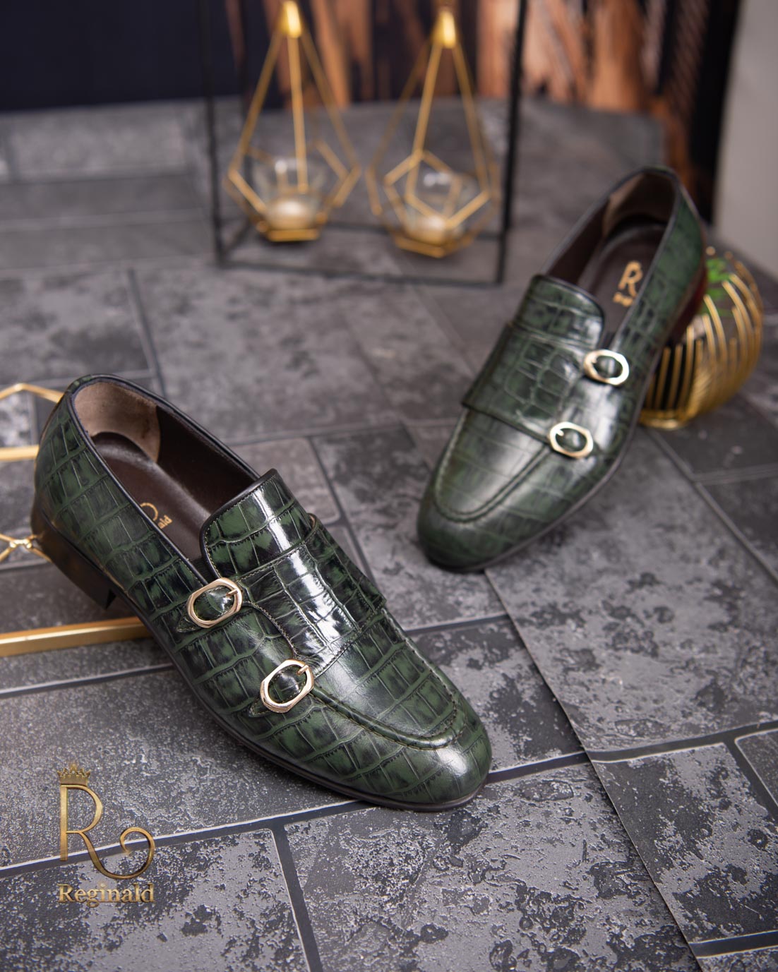 Tilbageholde tro lov Loafers sko, herre, grønt, naturligt læder- P1767