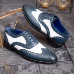 Pantofi de barbati, piele naturala,bleumarin cu alb ivoire - P1778