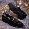 Pantofi Loafers, barbatesti, negri, piele intoarsa- P1760