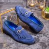 Pantofi Loafers, barbatesti, albastri, piele intoarsa- P1759