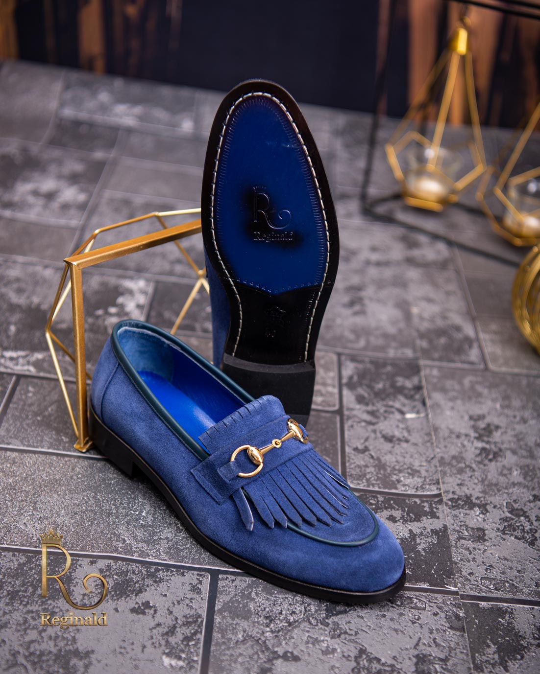 Det er det heldige mentalitet Kammerat Loafers sko, herre, blå, ruskind- P1759