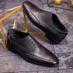 Pantofi cu siret barbatesti, negri, one cut- P1730