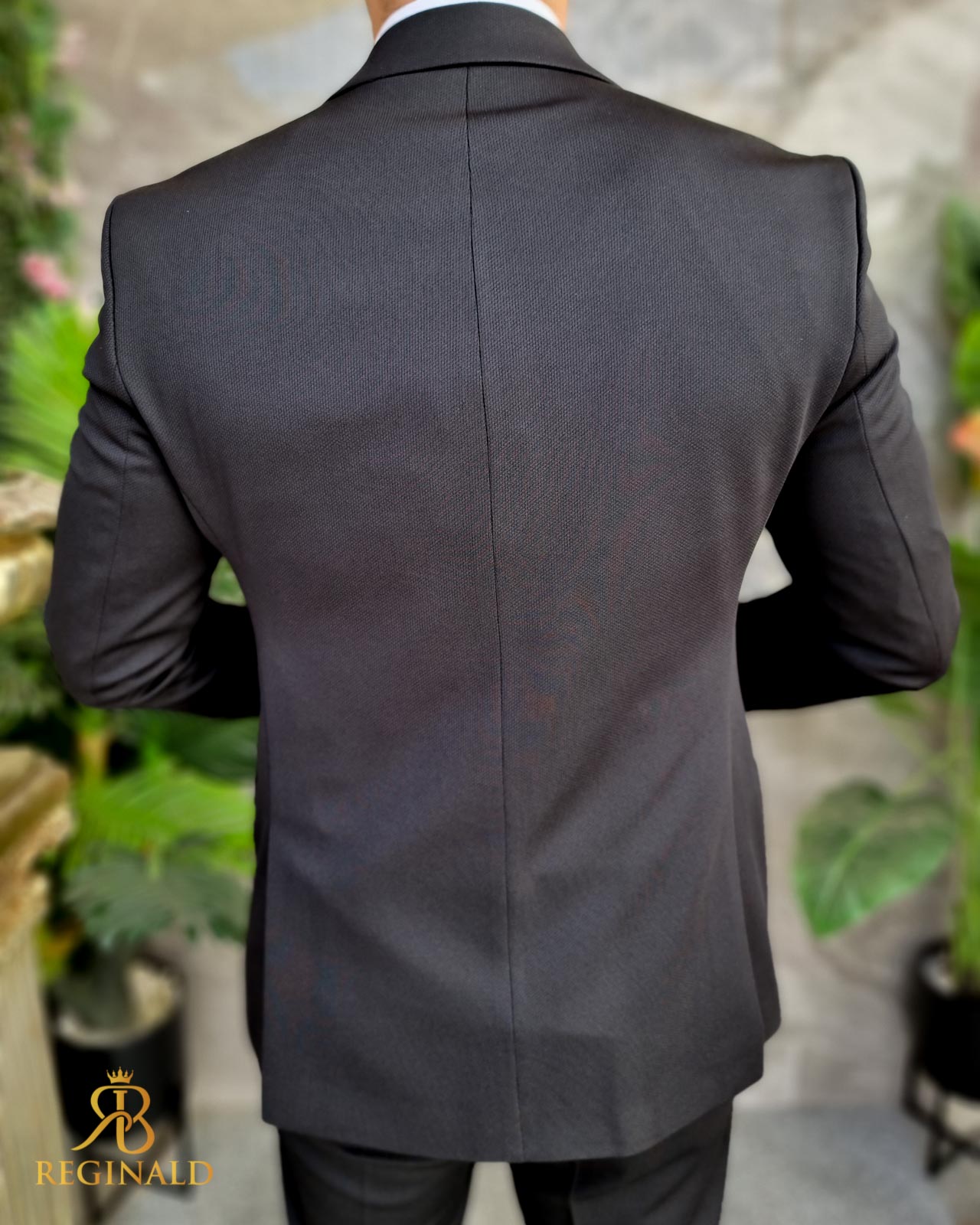 Costum Reginald negru- Sacou, Vesta si Pantalon - C4305 - imagine 6