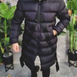 Geaca lunga de iarna, neagra, cu gluga - GC681