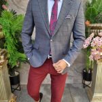 4-piece outfit: Blazer-Trousers-Shirt-Belt - TN028