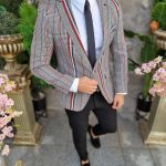 Ensemble 6 pièces : veste, pantalon, chemise, chaussures, ceinture, cravate - TN033