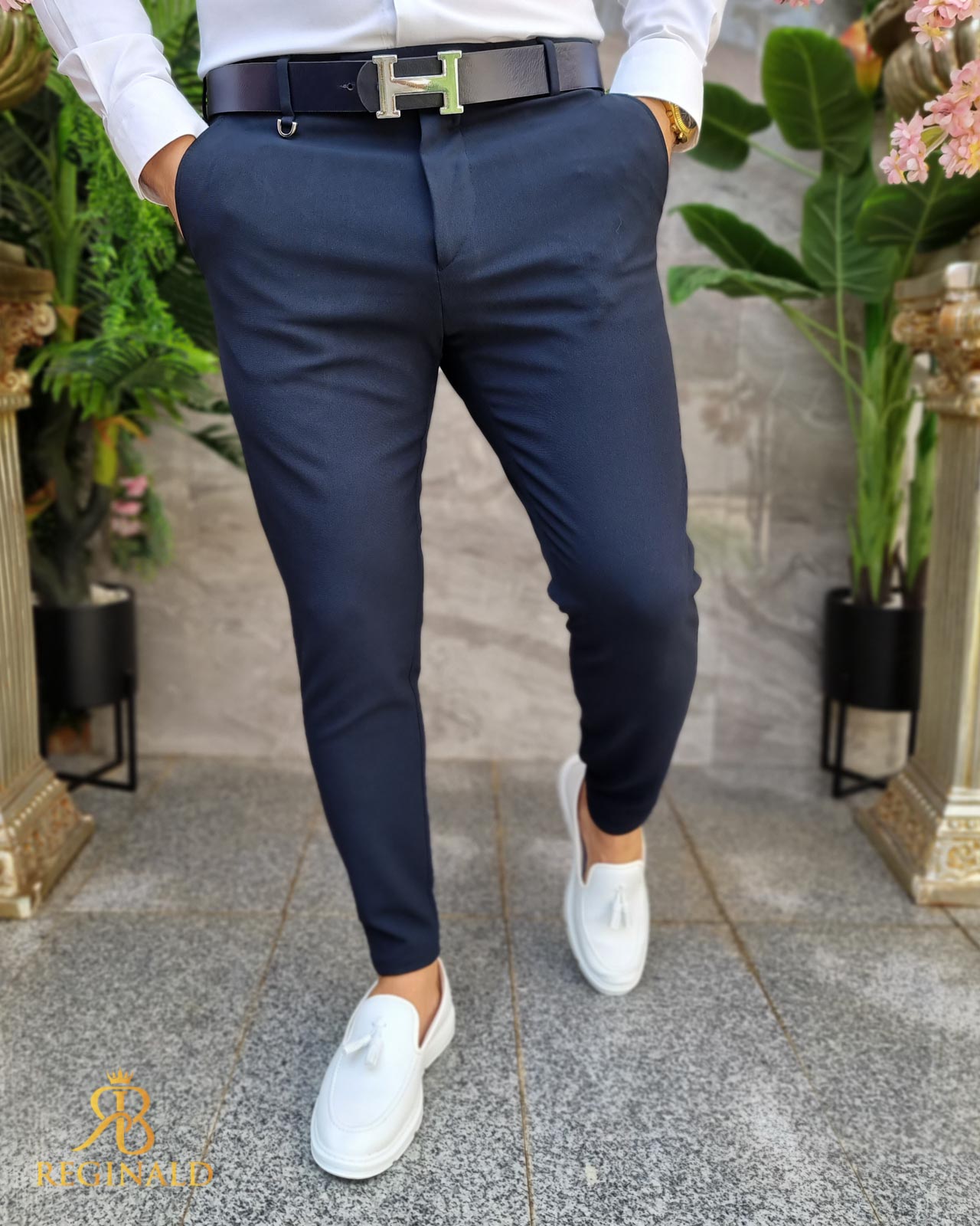 Pantaloni de barbati, bleumarin, croiala conica - PN754
