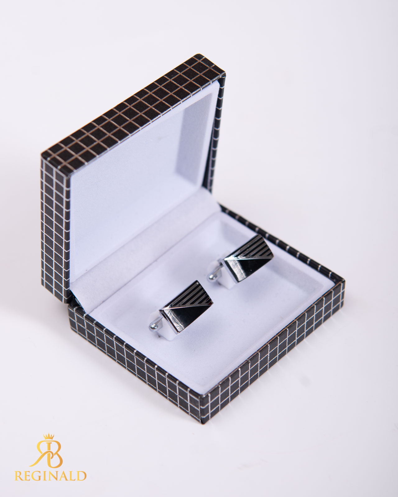 Butoni argintii cu negru - BT015 - imagine 2