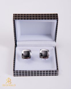 Butoni argintii cu negru - BT017