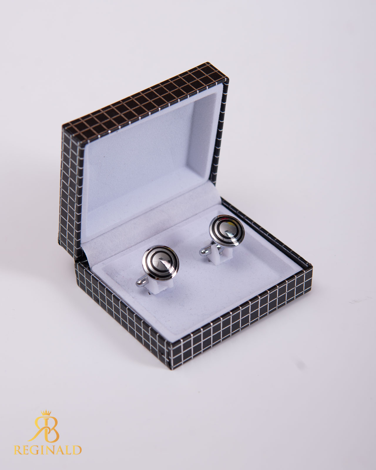 Butoni argintii cu negru - BT020 - imagine 2