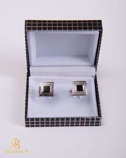 Butoni argintii cu negru - BT021