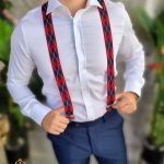 Bretele de bărbați, Rosu cu bleumarin - BTL01
