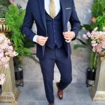 Abito da uomo, blu navy, giacca, gilet e pantaloni - C4336