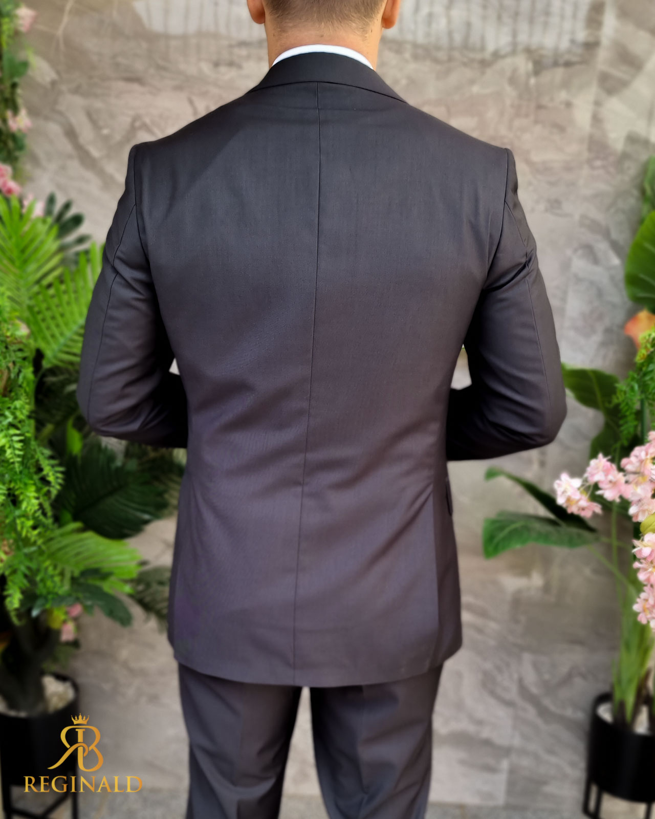 Costume homme laine mélangée 3 pièces tweed anthracite noir Peaky
