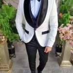 Black ceremonial suit with white jacket and velvet waistcoat - C4350