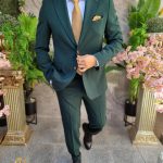 Costum Italy Design barbatesc, verde regal  - 100% Lana  - C4322