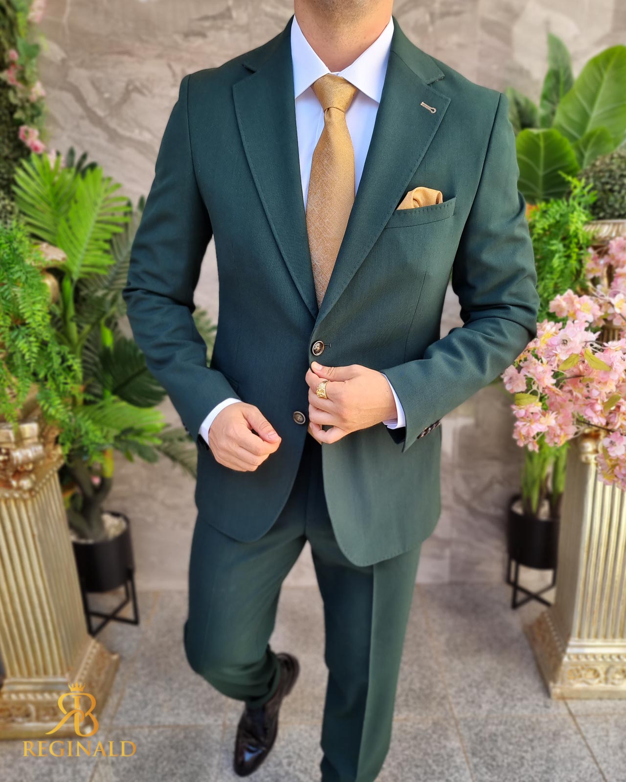 Costum Italy Design barbatesc, verde regal - 100% Lana - C4322