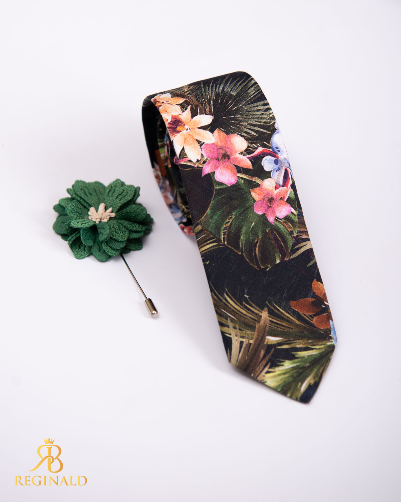 Set Cravata si pin cu model floral- CV918